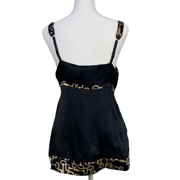 Vintage‎ Y2K 90's Bebe Silk Gold Horsebit Print Babydoll Top Small Camisole - Picture 9 of 13